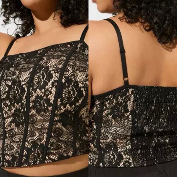 torrid Tops - Torrid Women’s Solid Black Lace Caged Tank Top Size 2 (2X)